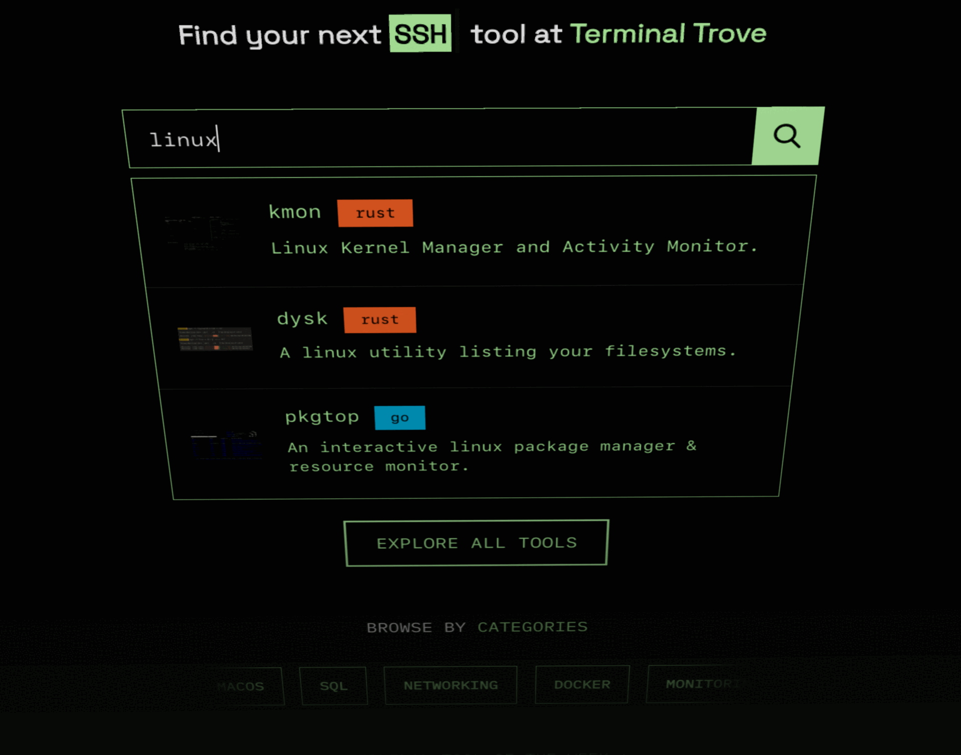 Search and Explore Terminal Tools